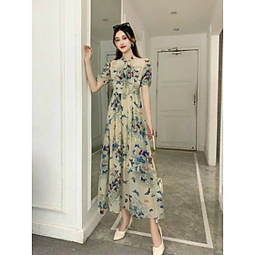 ĐẦM MAXI VOAN HT BƯỚM CỔ REN THẮT NƠ