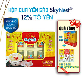 Hộp quà (6 lọ x70ml) yến sào cao cấp SkyNest 12% Tổ Yến, chất lượng đạt chuẩn quốc tế, dinh dưỡng cao, hiệu quả cho hồi phục và cải thiện sức khỏe