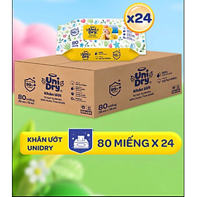 1 thùng 24 gói khăn ướt unidry 80 tờ không mùi - date luôn mới