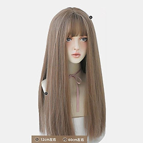 Tóc giả nữ Hàn Quốc nguyên đầu cao cấp làm bằng tơ mềm mượt như tóc thật + tặng kèm lưới ONLINE SHOPPING_1102