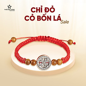 Vòng tay Chỉ Đỏ May Mắn Cỏ Bốn Lá - Trầm Hương mix Bạc S925 - Thiên Mộc Hương