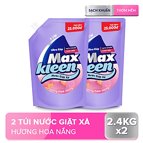 Combo 2 Túi Nước Giặt Xả Maxkleen Hương Hoa Nắng 2.4kg túi