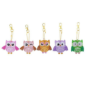 5x Keychain with Rhinestone Owl Pendant Gift for Women