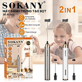 Máy đánh bọt cầm tay KHÔNG DÂY SOKANY SK02018 đa năng 2in 1, đánh trứng, tạo bọt, có sạc USB tiện lợi - HÀNG CHÍNH HÃNG - DELIYA