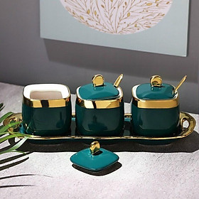 Mua BỘ 3 HŨ ĐỰNG GIA VỊ BẰNG SỨ - XANH CỔ VỊT