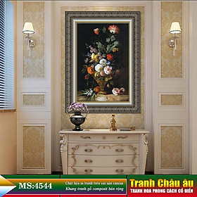 Tranh hoa treo tường phong cách cổ điển Châu âu. Tranh in trên chất liệu vải canvas cao cấp, khung gỗ composit. MS 4544