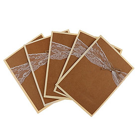 Lace Paper Wedding Invitation Cards Letters With Envelopes Pack Of 5pcs