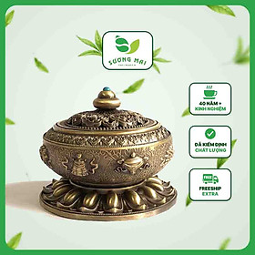 Mua Lư Đồng Xông Trầm SƯƠNG MAI Lư Đốt Trầm Chất Liệu Đồng Đúc Nguyên Khối Chạm Khắc Tinh Xảo Sắc Nét Trọng Lượng 320 Gr
