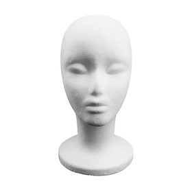EPS Flocking Foam Wig Head Tall Female Foam Mannequin Wig Stand, Model And Display Hair, Hats and Hairpieces Display Stand for Home, Salon and Travel