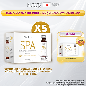 Combo 5 hộp Collagen uống thủy phân hỗ trợ căng bóng da Nucos Spa 10000​ 10 chai x 50ml