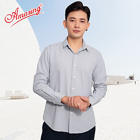 Hình ảnh Áo sơ mi nam công sở Amazing, màu trơn, form slim fit không túi, vải Bamboo, phong cách Hàn, vạt bầu