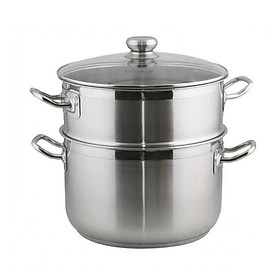 Bộ Nồi Xửng Hấp Inox 430 Bếp Từ 3 Đáy Nắp Kính Fivestar Tặng 5 Muỗng Ăn (28cm)