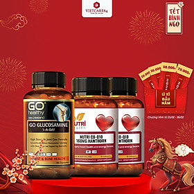 Bộ Sản Phẩm Bổ Tim, Bổ Xương Khớp New Zealand: 2 Hộp Bổ Tim Nutri Co Q10 160g Hawthorn -30 Viên; Go Glucosamine 1-A-Day 1500mg - 60 Viên