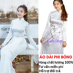 Áo dài trắng truyền thống học sinh lụa phi bóng 02 tà / áo dài nữ sinh / áo dài truyền thống