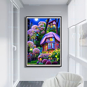Mua Tranh thêu kín  Ngôi nhà mộng mơ 62791  thêu 4 sợi  9CT  kích thước 60*80 cm