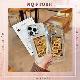 Ốp lưng trong suốt nhũ bé na vàng 2025 cho iPhone 16 Pro Max, 15 , 14 , 12 , 11 Pro Max viền dẻo ( hàng chính hãng)