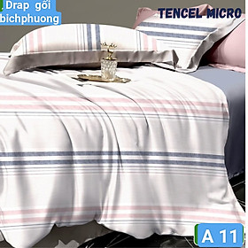 Bộ drap gối Tencel vải Hàn Quốc , đỉnh cao mát , mềm mại { drap và 3 áo gối