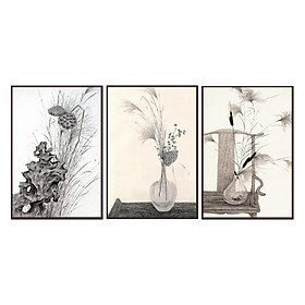 Mua Bộ 3 Tấm Tranh Nội Thất Hoa Cỏ Mây Trong Gió (40 x 60) Q28-89
