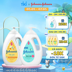 Bộ 2 chai Sữa tắm sữa & gạo Johnson's Milk Rice + Sữa tắm sữa & yến mạch Johnson's Milk Oats 1000ml x 2 - 540019940