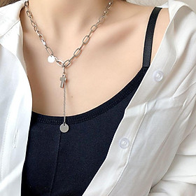 Dây chuyền mix vảy tròn chữ thập cá tính