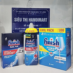 Combo Viên rửa bát Finish Quantum Ultiamte 60 viên + 1.2kg Muối rửa bát finish làm mềm nước dùng cho máy rửa bát