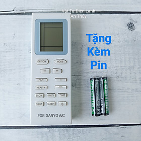 Điều khiển điều hòa SANYO viền xanh ngắn - Tặng kèm pin hàng hãng