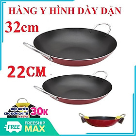 BỘ 2 CHẢO CHỐNG DÍNH  SÂU LÒNG 2 QUAI SIZE 32cm VÀ 22cm - CHẢO CHỐNG DÍNH CHIÊN XÀO CAO CẤP