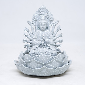 Tượng Phật Bà nghìn tay ngồi thiền tòa sen bằng đá cao 13cm