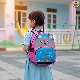 Balo mầm non cao cấp Xbags Dolphin – Balo mầm non màu hồng chống nước, thiết kế xinh xắn đáng yêu XB3021