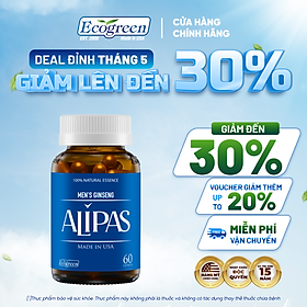 [Hộp 60v] Viên Uống Hỗ Trợ Sinh Lý Nam ALIPAS Ecogreen Tăng Cường Testosterone, Chứa Tinh Chất Hàu