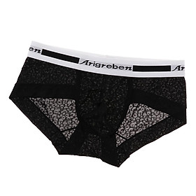 Men Mesh Underwear Briefs Low Rise Cotton Underpanty Sheer Pouch Panties - XL