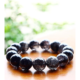 Vòng tay đá thạch anh tóc đen mệnh thủy, mộc - Ngọc Quý Gemstones