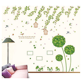 Decal dây tầm xuân và tú cầu xanh PK455