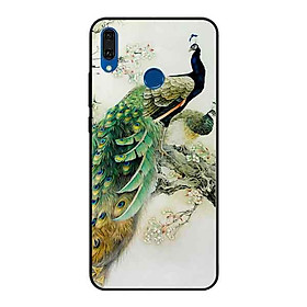 Hình ảnh Ốp Lưng in cho Huawei Y9 2019 Mẫu Chim Công Hoa Trắng - Hàng Chính Hãng