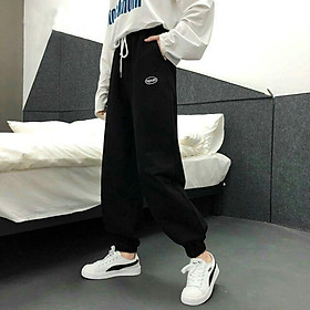 Quần jogger nữ ống rộng ,vải cotton co giãn,dày dặn,mền mịn,quần chống nhăn dễ giặt sạch nhanh khô,dành cho các bạn trẻ năng động,cá tính,màu đen,xám,trắng,phù hợp đi dạo phố,đi chơi