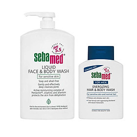 Sữa rửa mặt và tắm toàn thân cho da nhạy cảm Sebamed pH5.5 Liquid Face Body Wash 1000ml + Tặng tắm gội 2 in 1 Sebamed