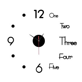 Silent Decorative Wall Clock Punching-free for Study Room Kitchen Black_S