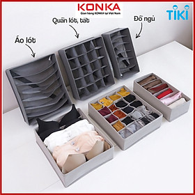 Mua Bộ  3 hộp vải đựng đồ lót có nhiều ngăn tiện dụng  Có thể gấp lại