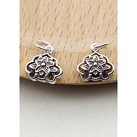 Combo 2 cái charm bạc hình túi họa tiết hoa treo - Ngọc Quý Gemstones