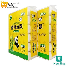 Thùng 36 Cuộn Giấy Vệ Sinh Gấu Trúc BAIHOU Loại Không Lõi Trọng Lượng 1.7KG