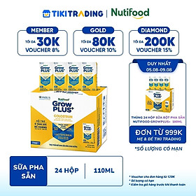 [05-09.08 QT đơn từ 999k] Thùng 24 hộp Sữa bột pha sẵn Nutifood Sweden GrowPLUS+ Colostrum Lactoferrin 110ml