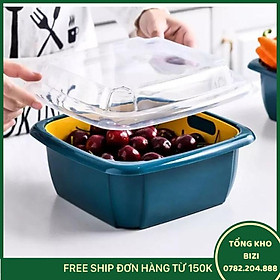 Mua Bộ Rổ Nhựa Kèm Thau Có Nắp Tiện Dụng 3In1 - MàU NgẫU Nhiên  - Free Ship Toàn Quốc