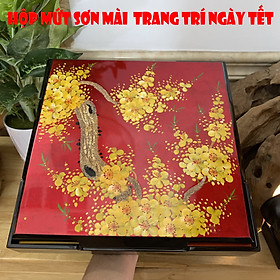 Hộp mứt Tết sơn mài - khay đựng mứt sơn mài - Hình vuông 30x30cm - Thủ công mỹ nghệ sơn mài Việt Nam
