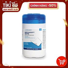 Mua Khăn lau khử khuẩn bề mặt MEGASEPT WIPE - Khăn ướt lau diệt khuẩn hộp 100 tờ 15x20cm