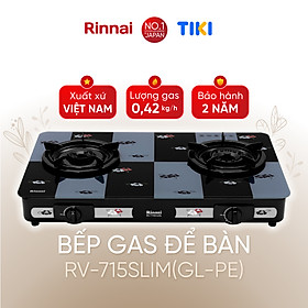 Bếp gas dương Rinnai RV-715Slim(GL-Pe) mặt bếp kính và kiềng bếp men - Hàng chính hãng.