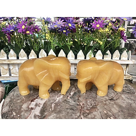 Mua Cặp voi phong thủy đá ngọc hoàng long - Dài 12 cm