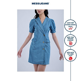 Đầm Jean nữ cổ chữ V 2 túi MESSI WJF0129-21