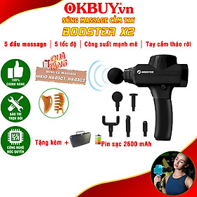 Súng massage gun cầm tay giảm đau nhức căng cơ Booster X2 - 100W, Pin rời