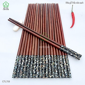Mua Đũa Gỗ Trắc Cẩn Vỏ Bào Ngư Tự Nhiên 7 Màu HAHANCO  CTL708  Bộ 10 Đôi