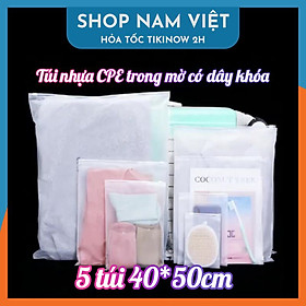 Túi Zip Lụa Nhựa CPE Trong Mờ Có Khóa Kéo Đa Năng - 5 túi 40*50cm